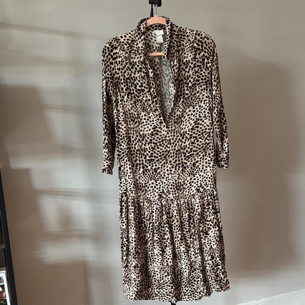 H&M Leopard Print Long Sleeve Dress